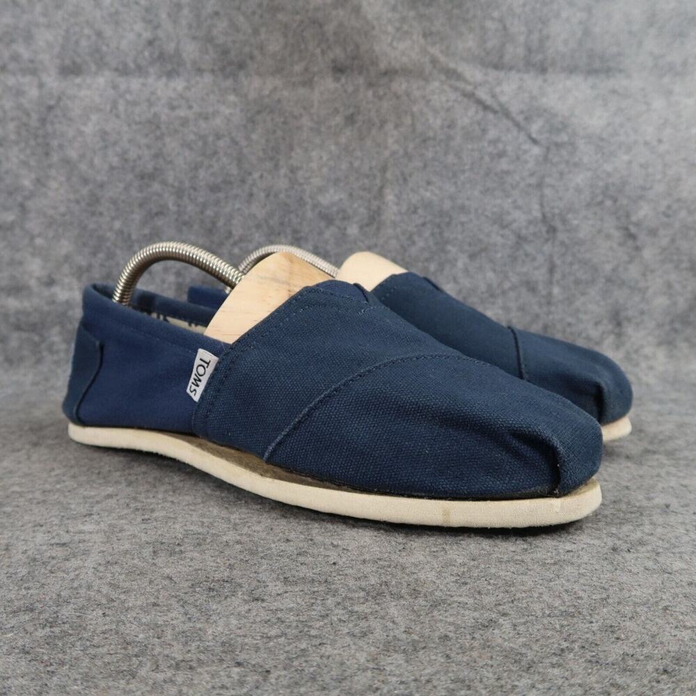 Toms Shoes Womens 9.5 Flats Slip On Loafers Casual Canvas Blue Alpargata Comfort